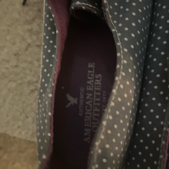 American Eagle Outfitter Lace Up Sneakers  Blue with White  Polka dots Size 10 - Picture 5 of 10